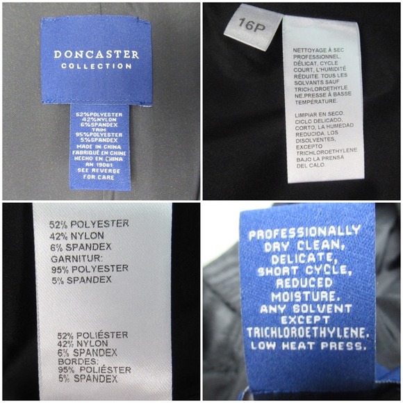 DONCASTER Black Wood Grain Pattern Fitted Jacket Blazer Women’s Size 16P - Picture 11 of 12